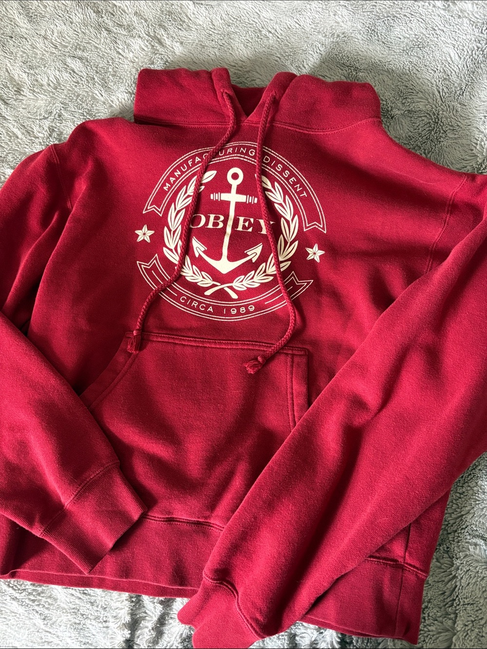 Obey Men’s Red Anchor Crewneck Pullover